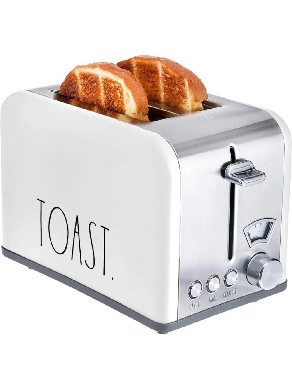2 Slice White Wide Slot with 5 Browning Levels Stainless Steel Toaster Bagel